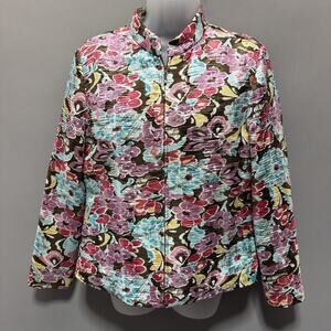 Silkland Silk Land Size M Zip Front Lined Long Sleeve Poly Textured Jacket